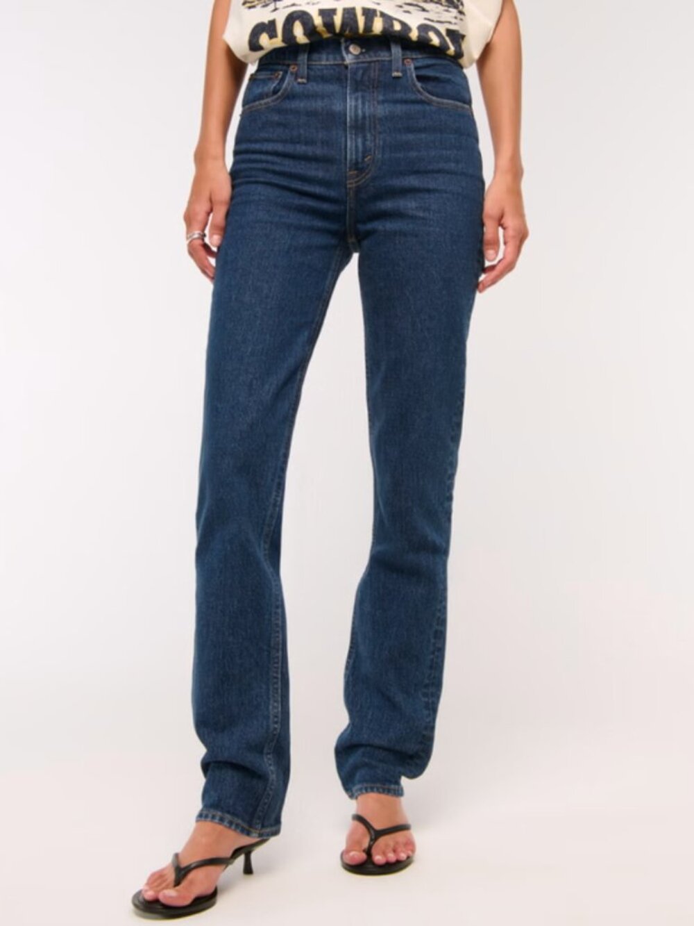 Abercrombie & Fitch 90's Straight Ultra High Rise Jeans Dark Marble 25 0 Short